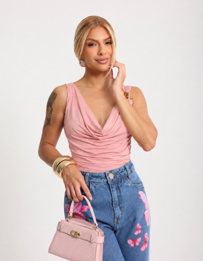 BLUSA DECOTE BOBO C/DETALHE