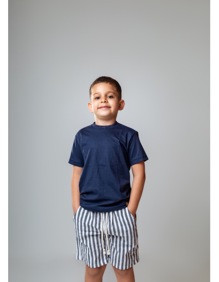 Short mauricinho linho com listras vertical 