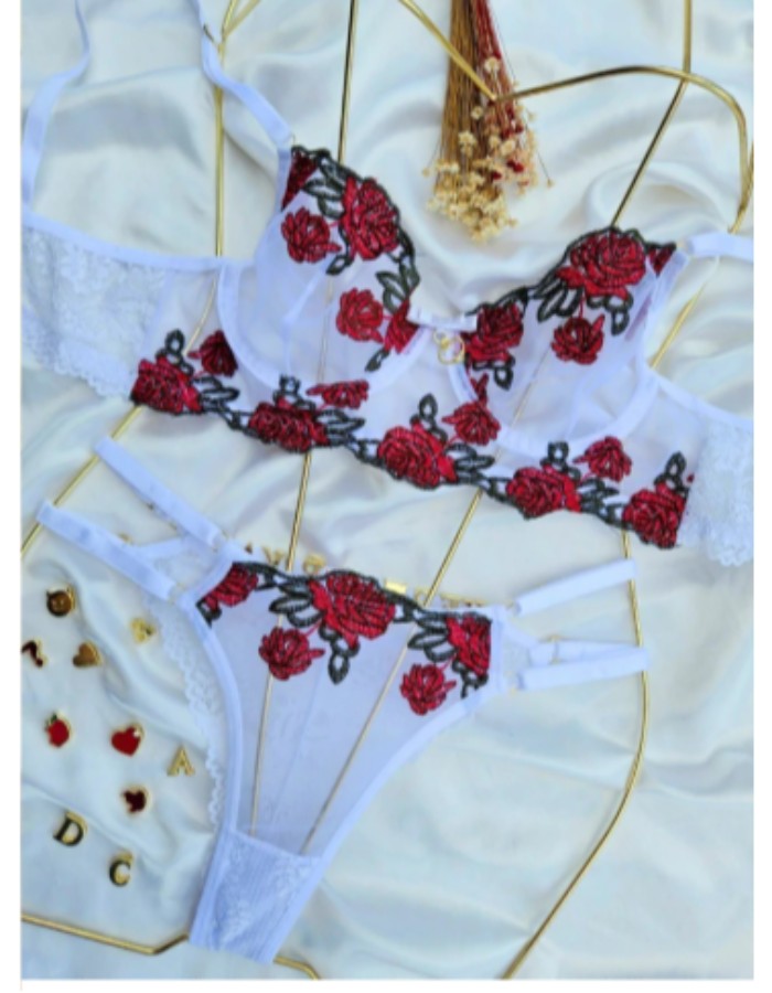CONJUNTO MEL BRANCO FLORES PERSONALIZÁVEL