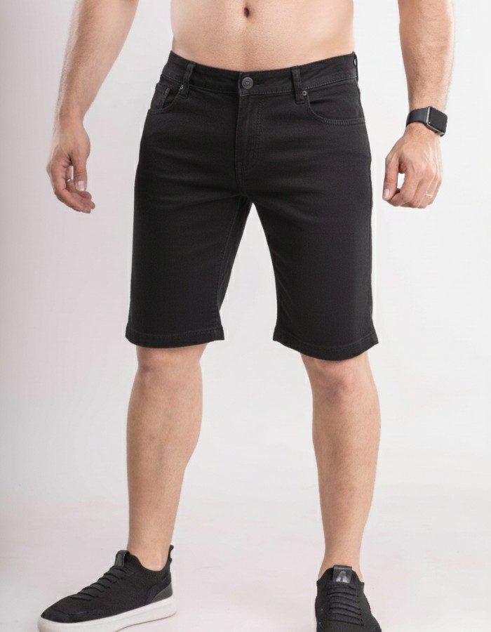BERMUDA TRADICIONAL JEANS PRETA