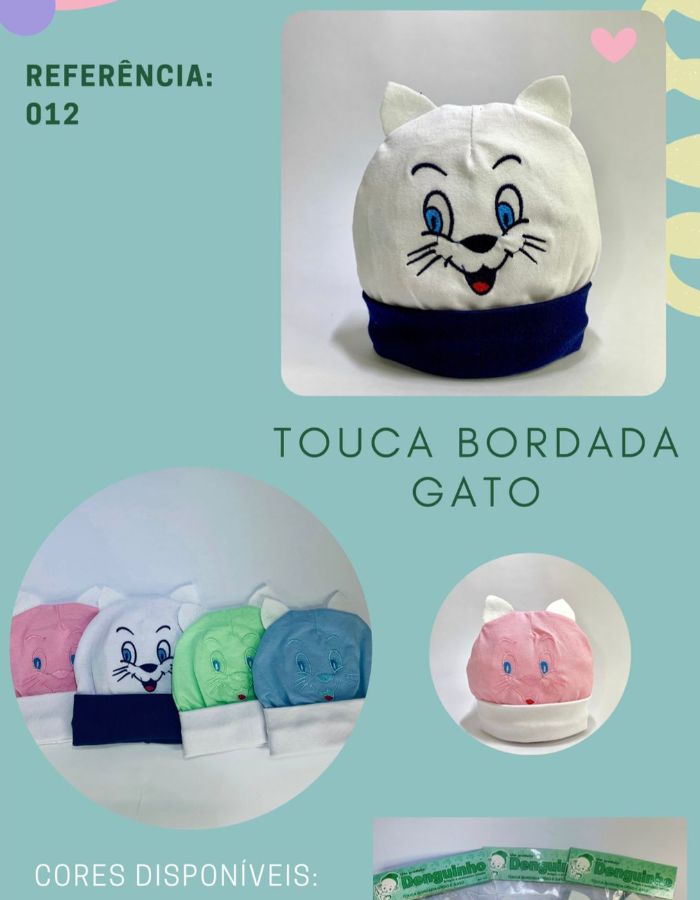TOUCA BORDADA GATO DENGUINHO
