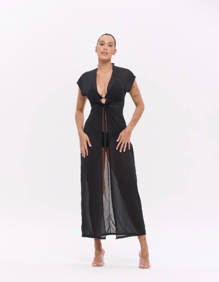 Vestido longo amarração frontal 