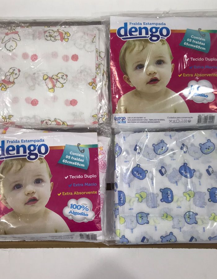 FRALDA DENGO ESTAMPADA 65X65CM 05 UNIDADES
