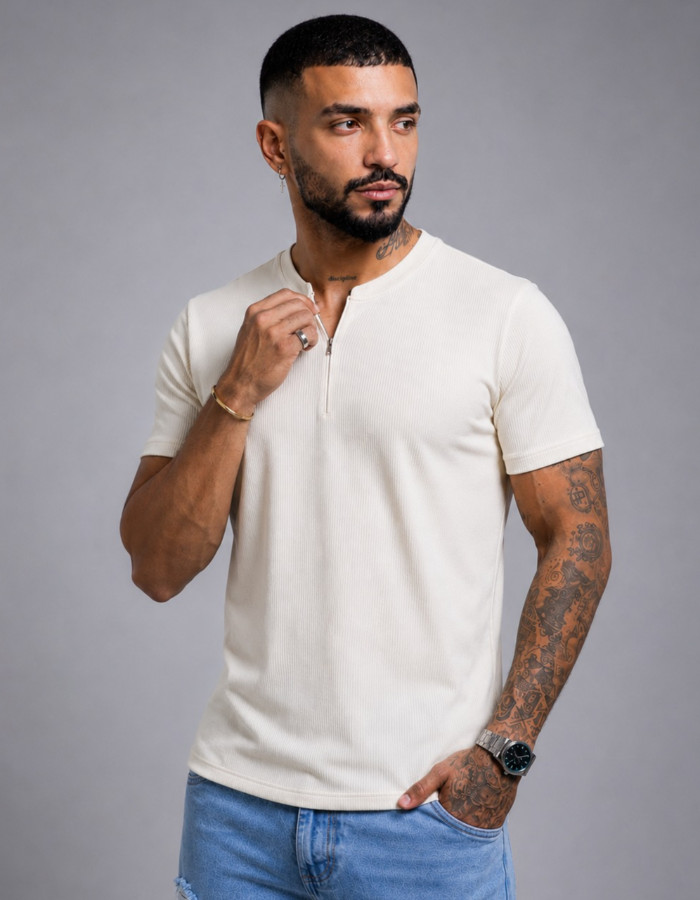 CAMISETA DIF ZBLOOM HENLEY ZIPER 
