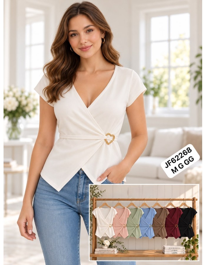 BLUSA DE ALGODÃO C/ ELASTANO E FIVELA