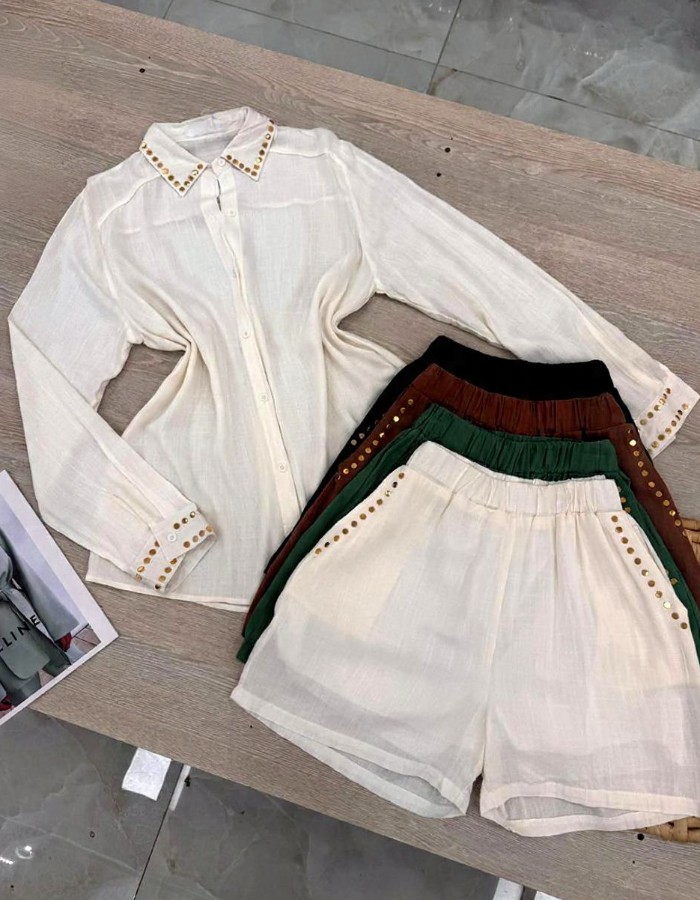 CAMISA M/L C/ DETALHES + SHORT