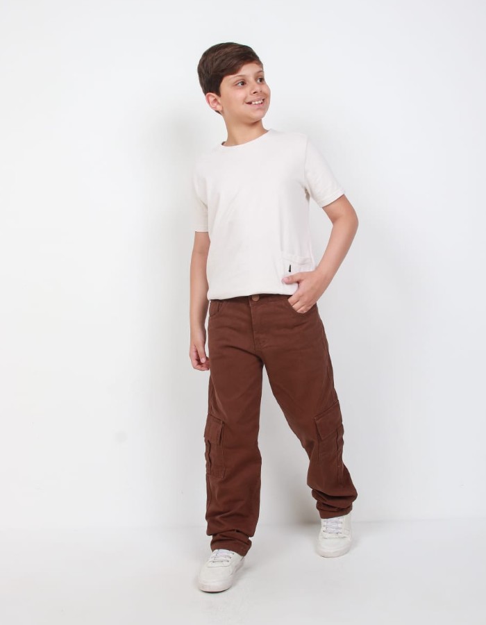 CALÇA CARGO JUVENIL MASCOLINO MARROM