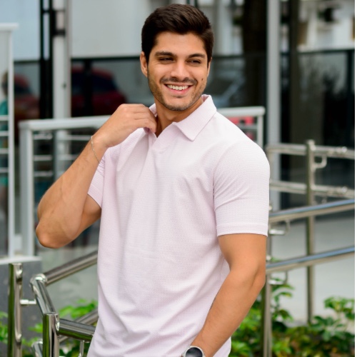 CAMISA GOLA V POLIAMIDA TEXTURIZADA 