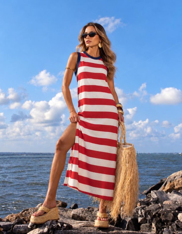 VESTIDO MIDI LISTRADO