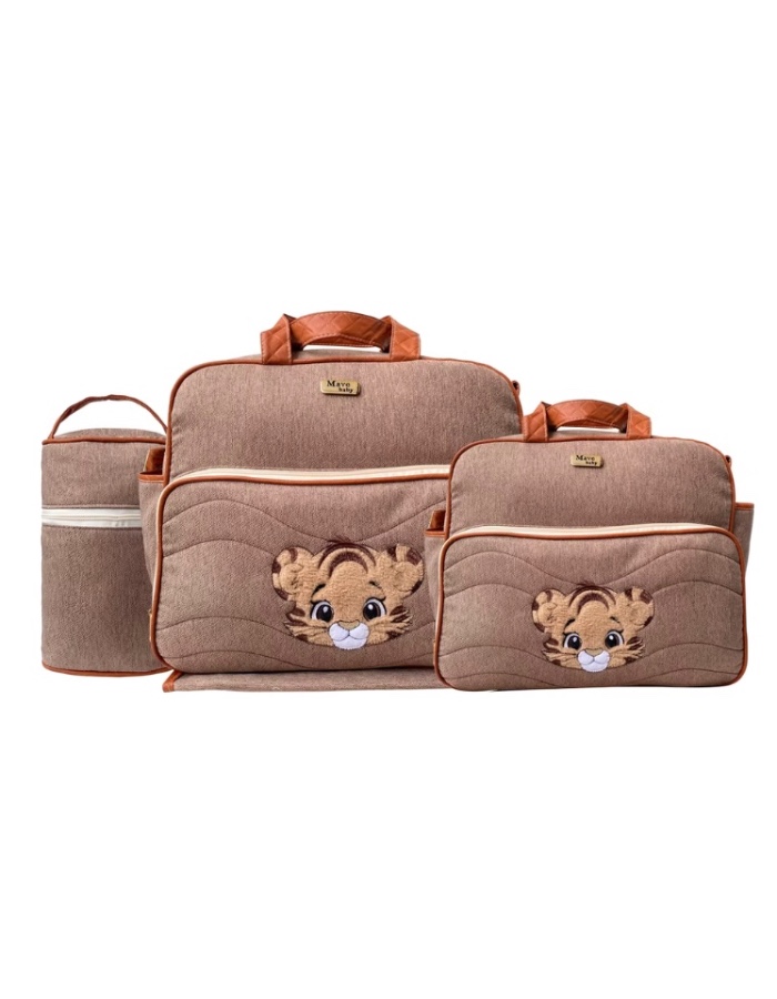 CONJUNTO BOLSAS 4 PEÇAS ( bolsa, frasqueira, porta mamadeira, e trocador) 