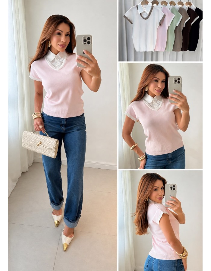 BLUSA TRICO MODAL C/ GOLA