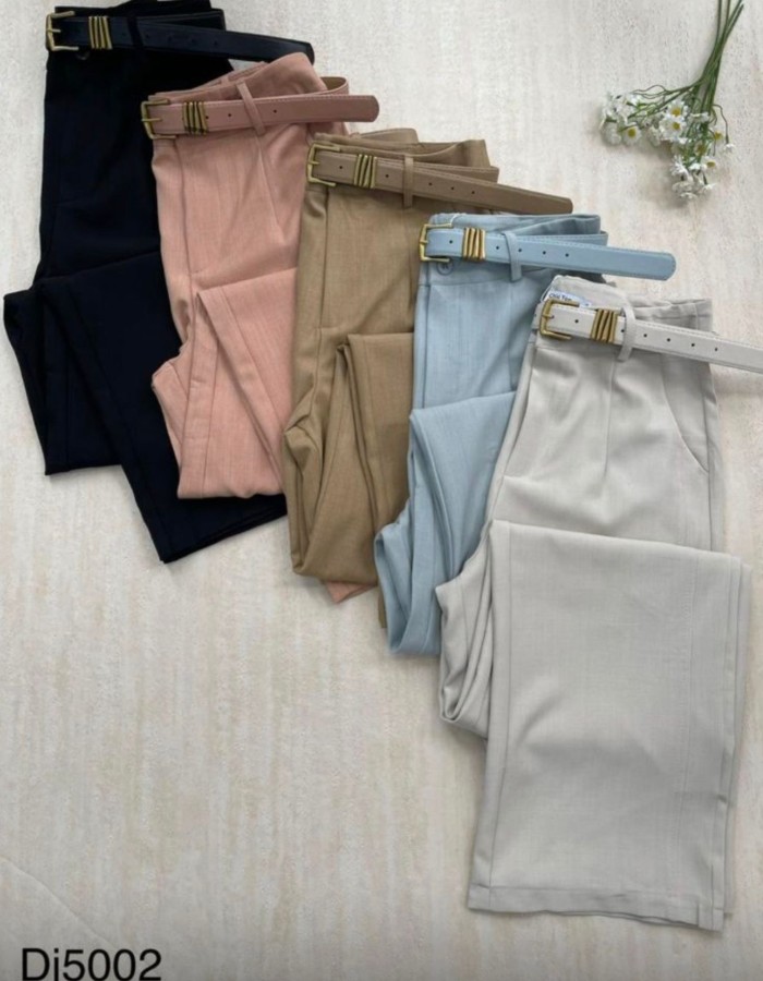 CALÇA COM CINTO TECIDO IMPORTADA PANTALONA
