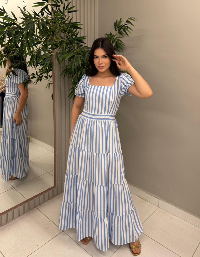 VESTIDO  LISTRADO LONGO