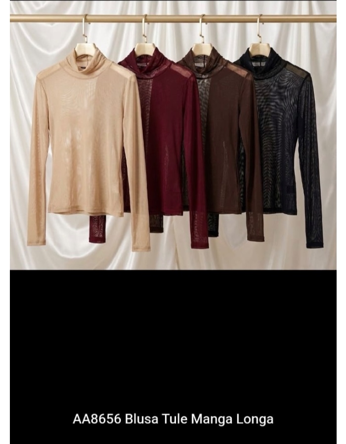 blusa tule manga longa 