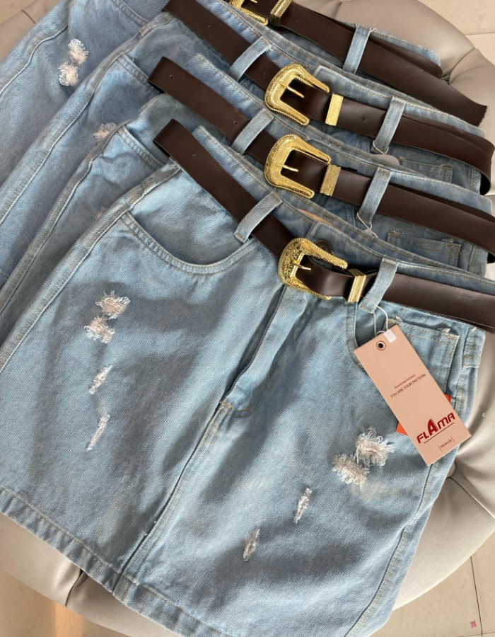 SAIA CURTA  JEANS FEMININA