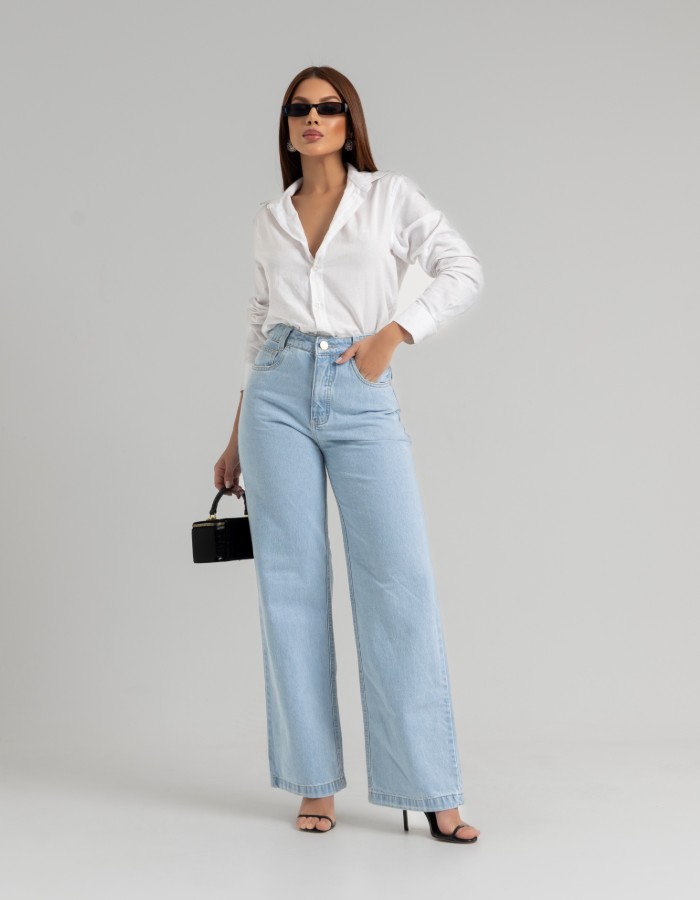 CALÇA WIDE LEG 100% ALGODÃO