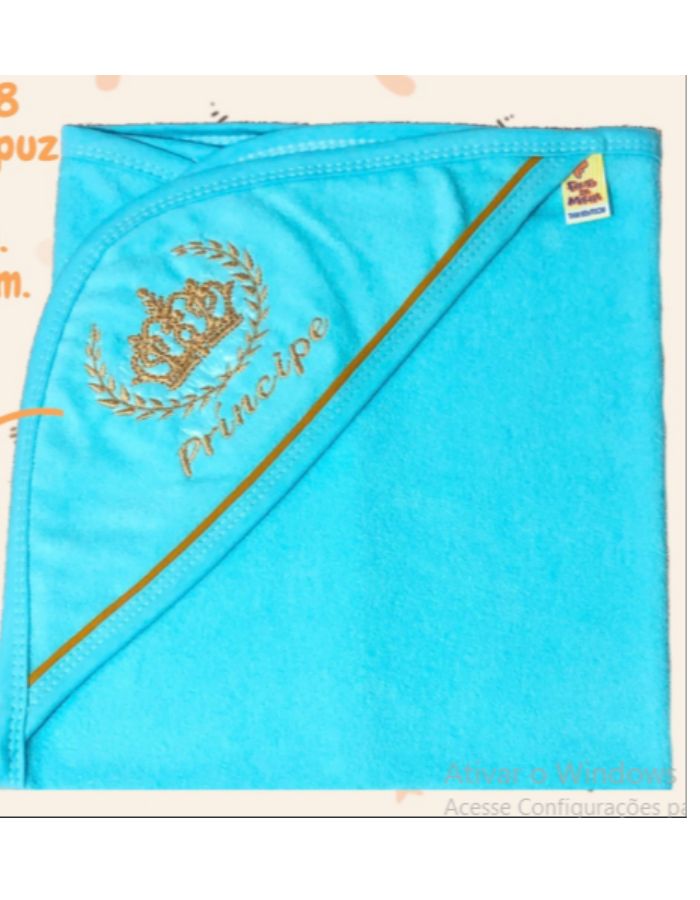 TOALHA ESPONJA C/CAPUZ BORDADO 4068 MASC E FEM 60X70CM FRUTO DA MALHA 