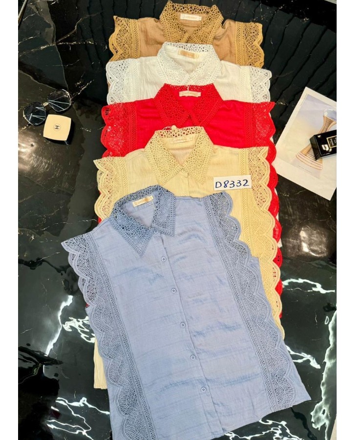 BLUSA TECIDO ACETINADO COM RENDA 
