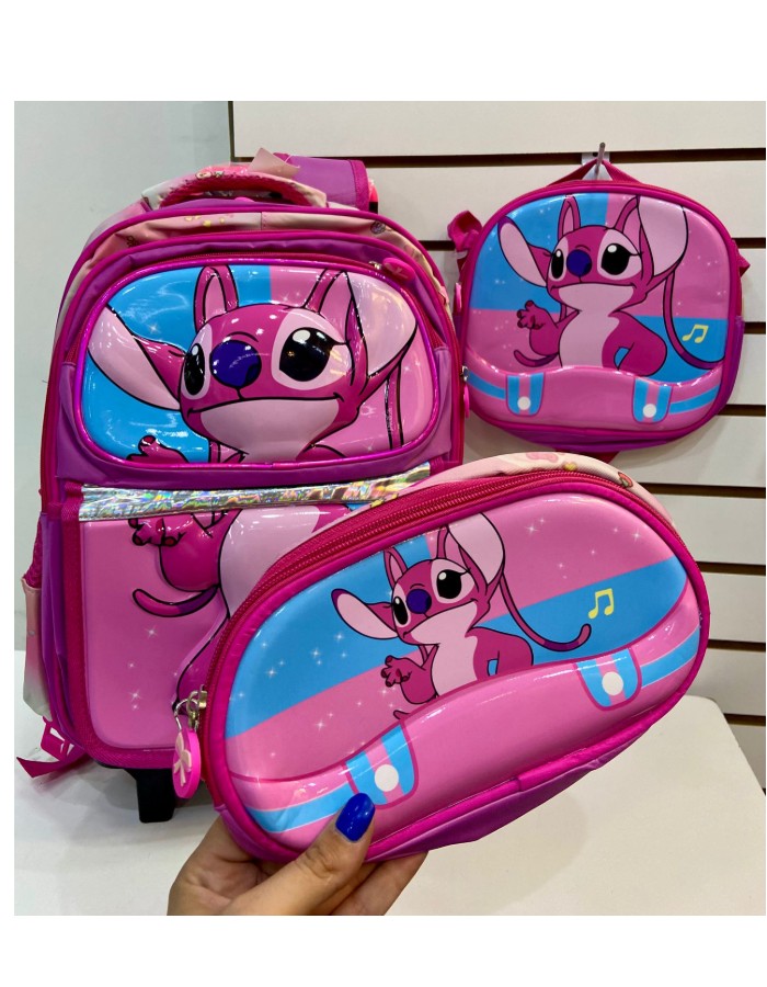 MOCHILA PERSONAGEM MENINA COM CARRINHO REMOVIVEL 
