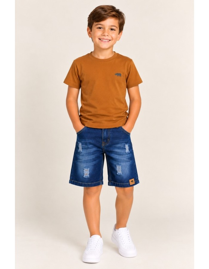 BERMUDAS JEANS COM DETALHE DE VIES NOS BOLSOS