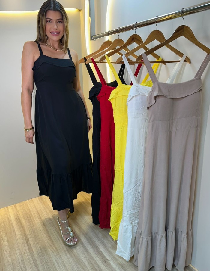 VESTIDO MIDI VISCOLINHO FORRADO 