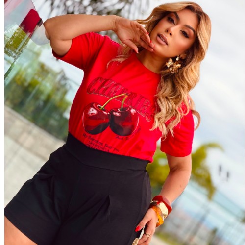T-SHIRT CEREJA (100% ALGODÃO)