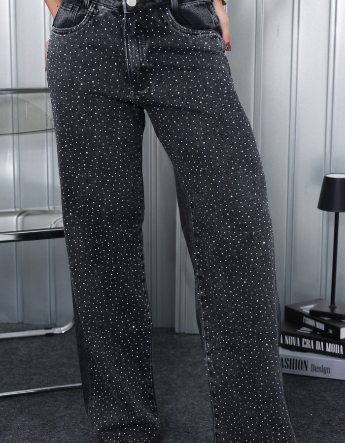 CALÇA WIDE LEG C/ APLICAÇÃO