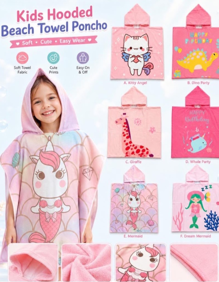 Toalha kids hooded beach feminino 