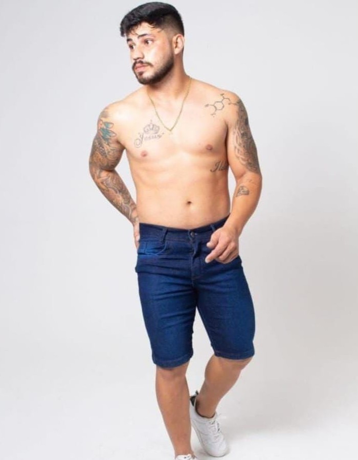 BERMUDA JEANS MASCULINO AZUL MEDIO