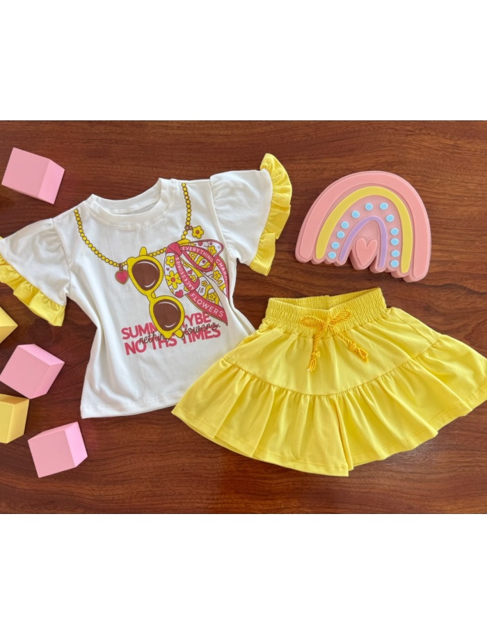 CONJUNTO COTTON BABADO (Não é saia/ É UM SHORT)