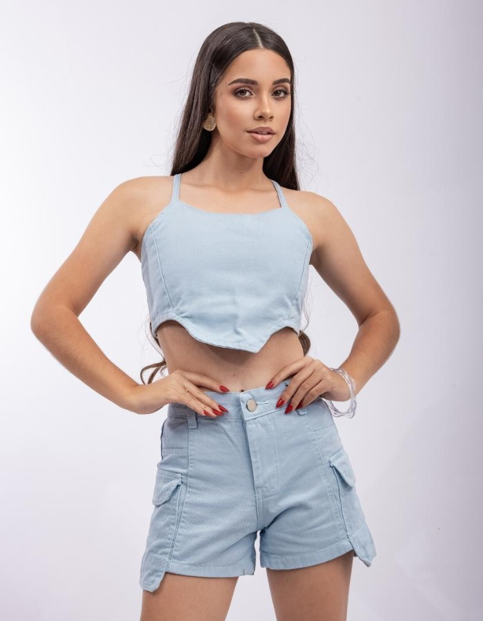 CONJUNTO DE SHORT E CROPPED AMARRAÇÃO(DESGRADEADO)