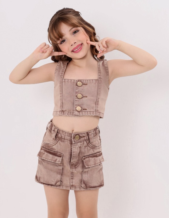 CONJUNTO CASTANHO ESCURO INFANTIL