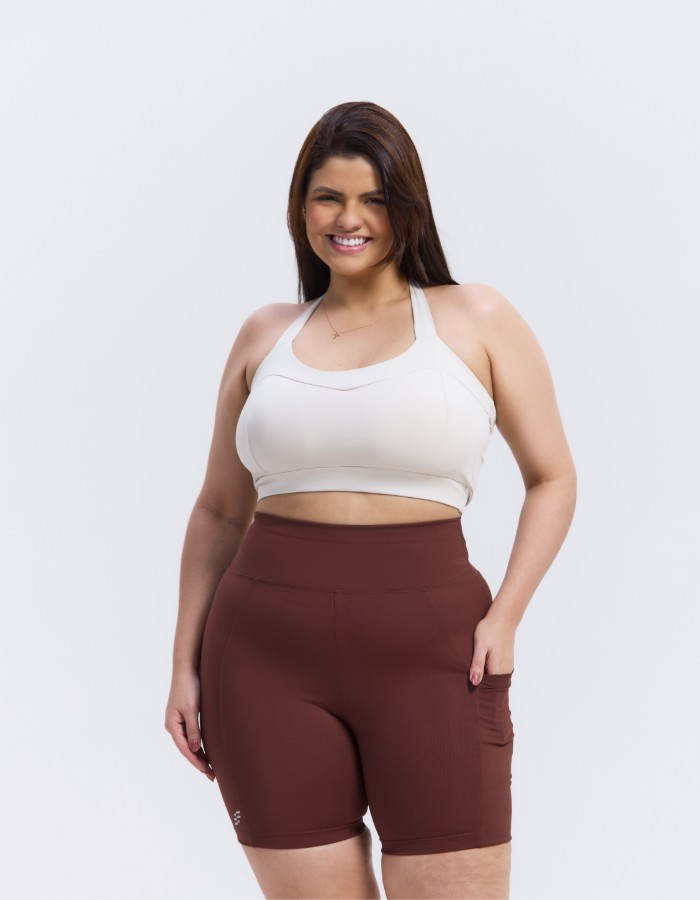 SHORT PLUS SIZE POLIAMIDA MAXXI COM BOLSO LATERAL 