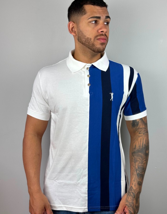 Polo emenda vertical bordado listrado