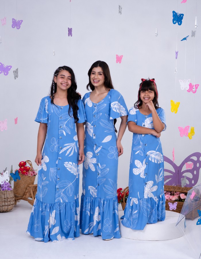 VESTIDO DE MANGA COM BOTÕES (TEC. VISCOLINHO)