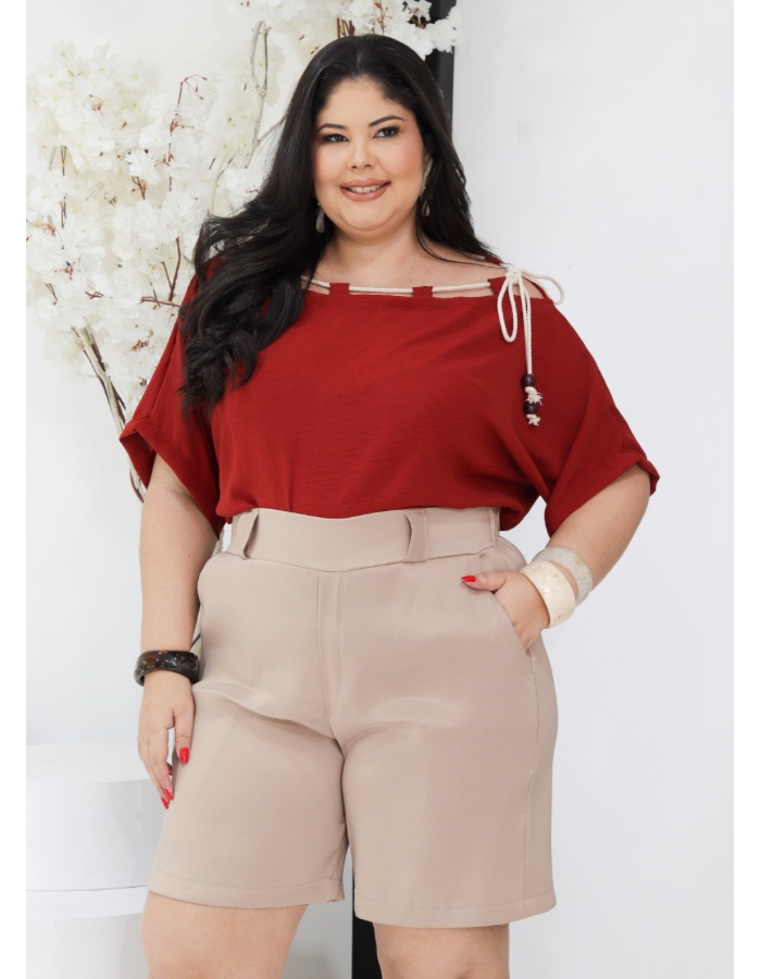 Blusa com cordão em tecido Duna Dubai