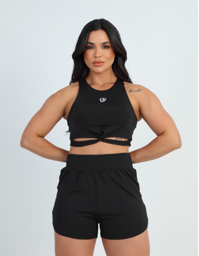 conjunto top cruzado na frente e short