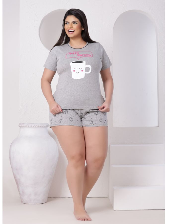Babydoll Manga Curta Plus Size 