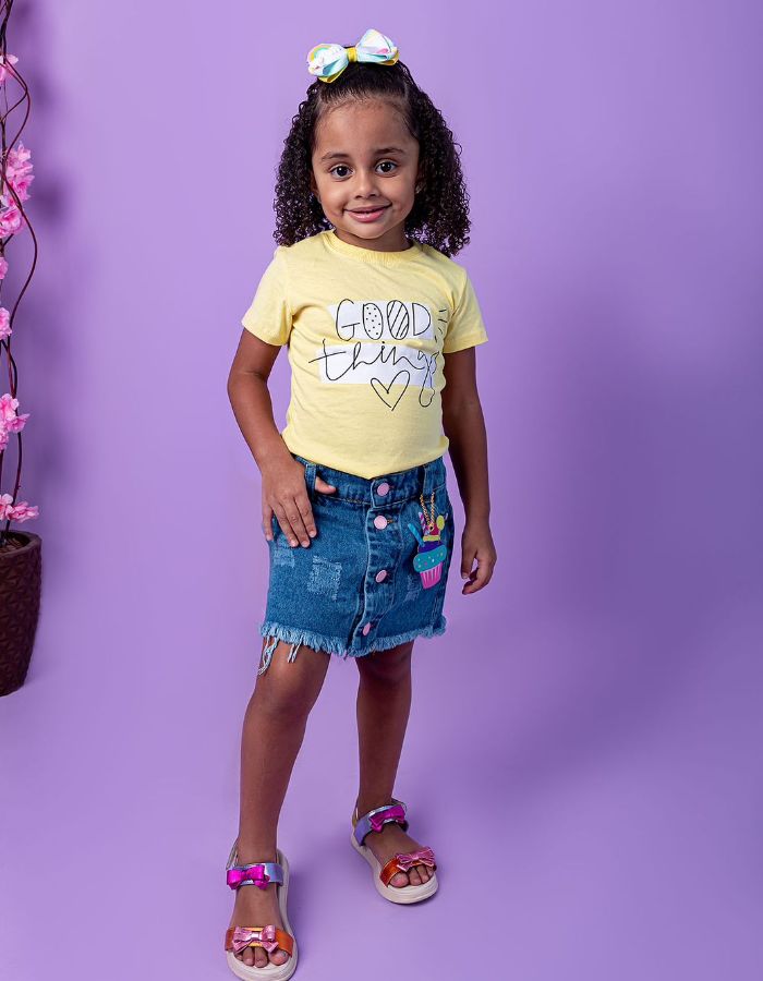 CONJUNTO FEMININO SAIA JEANS 