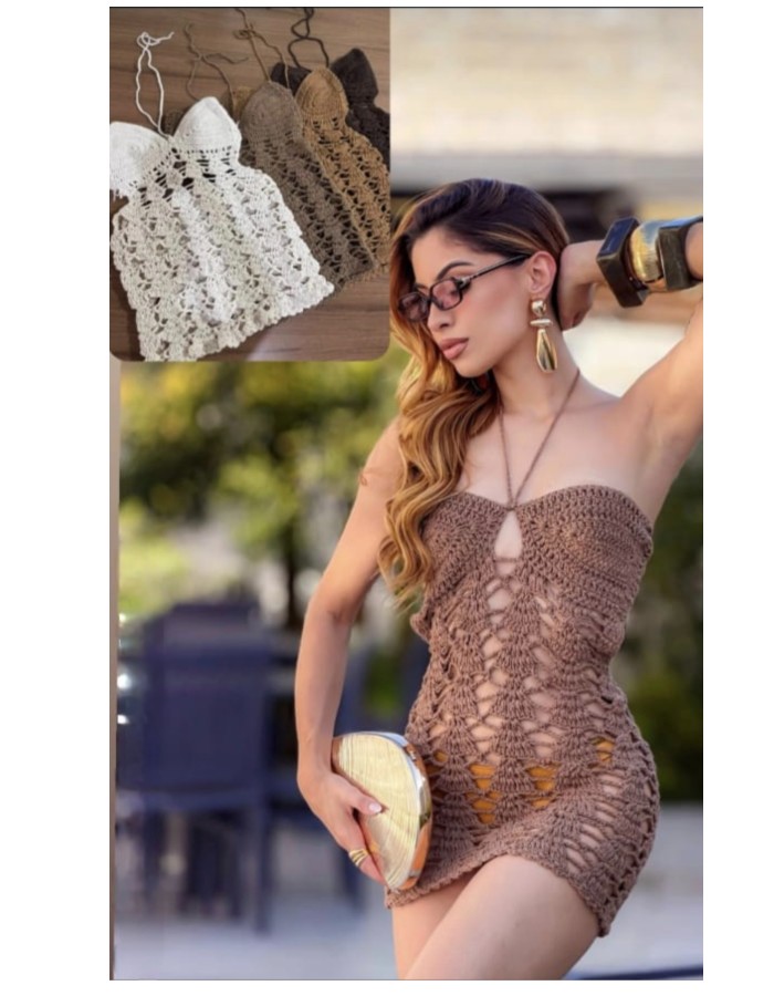 VESTIDO CROCHE MARRON E OFF REF 10