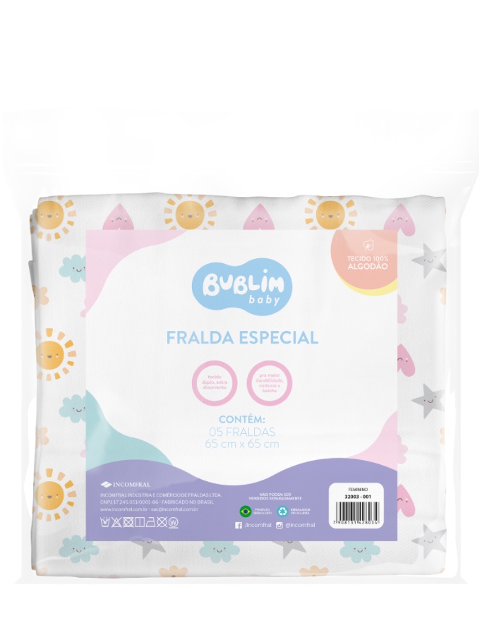 PACOTE DE FRALDAS ESTAMPADA BUBLIM