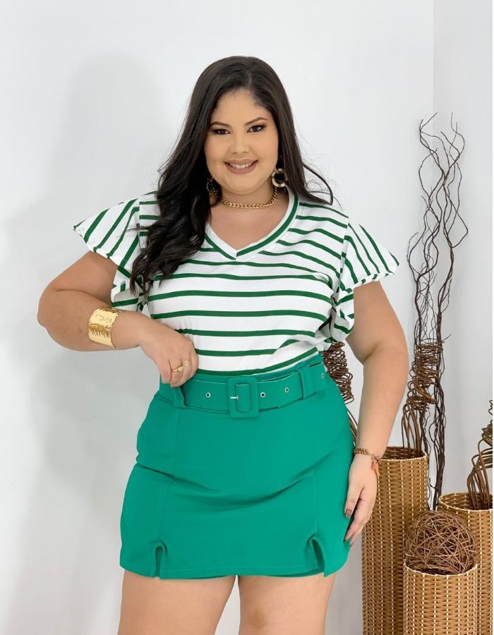 Blusa gola V c/ manga soltinha 