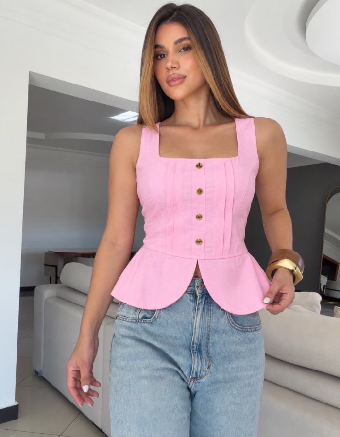 BLUSA PEPLUM BOTÃO