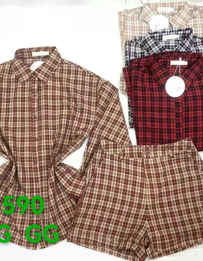 CONJUNTO XADREZ SHORT E BLUSA TECIDO PREMIUM