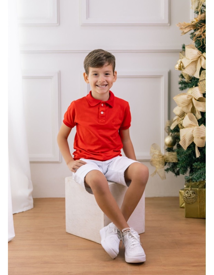 Conjunto polo piquet e bermuda brim BOSS