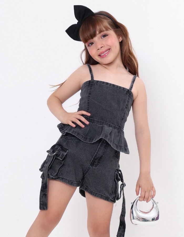 SHORT BLACK INFANTIL DESGRADEADO