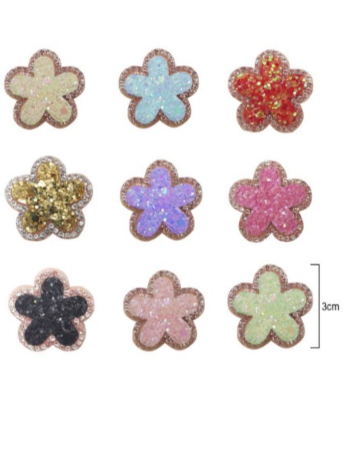 APLIQUE GILITTER C/ STRASS FLOR - RO.150066 - PACOTE C/ 100 UNIDADES