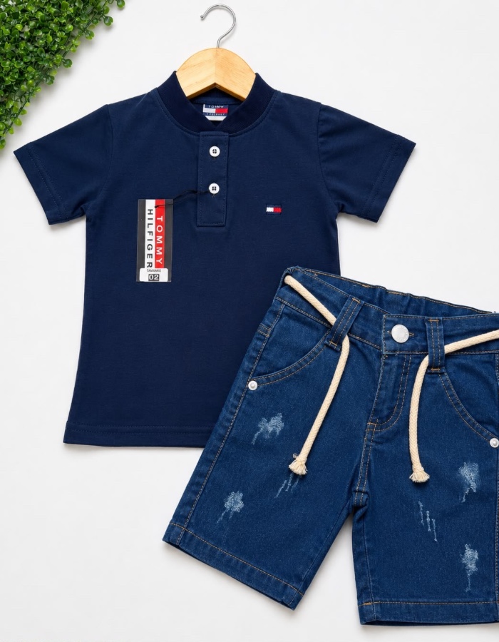conjunto gola padre e short jeans TOMMY