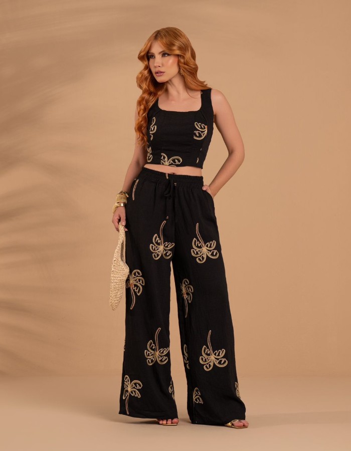 CONJUNTO CALÇA BORDADO