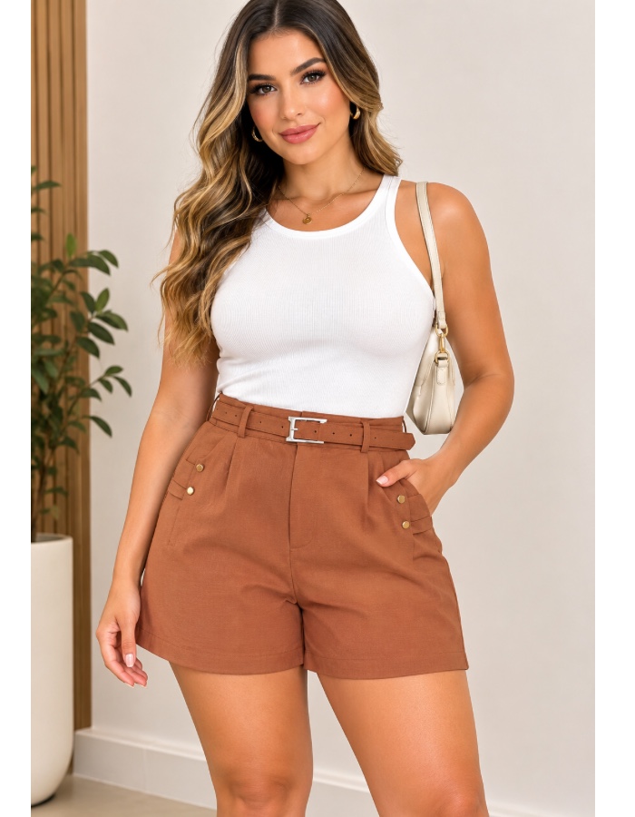 Short em marrant com cinto 